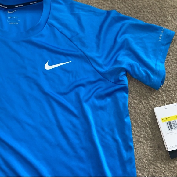 Mens Nike Dri Fit swim blue short sleeve shirt size small NWT - Picture 2 of 4